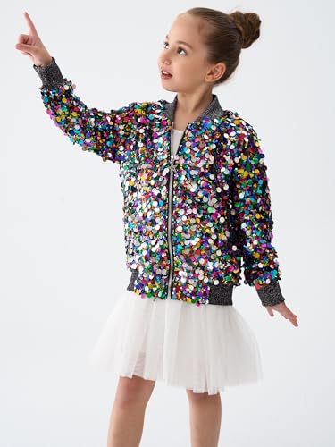 Image of 2Bunnies Girl Ombre Pastel Gradient Shimmer Sparkle Colorful Sequin Bomber Jacket