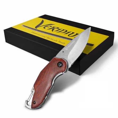 Coltellino Tascabile Piccolo Professionale, Grazie alla LAMA IN VG10 Tiene il Filo 50 Volte i Pari Prezzo. Coltello Portachiavi EDC con Moschettone e Stappino. Lama 6 cm, Tempra 62 HRC. Bearing System