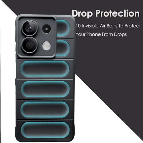 Image of A rtistque Liquid Silicone Stripes Back Cover Case for Mi Redmi Note 13 Pro 5G | with Camera Protection | with Inner Fabric | Anti Slip Grip | AirBag Case - Black