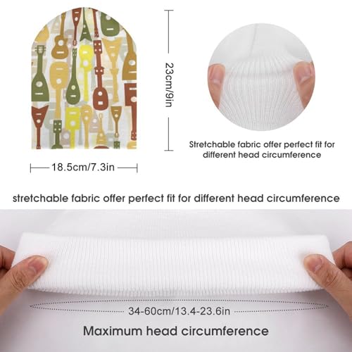 Musical Instrument of Ukulele Pattern Kids Beanie Hat for for Girls Boys Children Cap Winter Knitted Chemo Cancer Headwear Accessories Gifts Decoration Black2