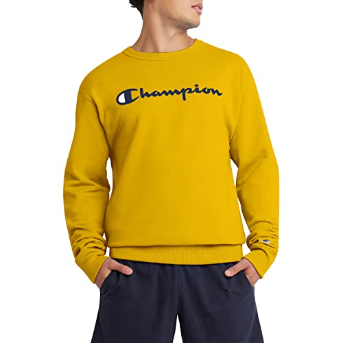 Champion Men's, Powerblend, Fleece Midweight Crewneck Sweatshirt(reg. Or Big & Tall), Forsythia Script, Large