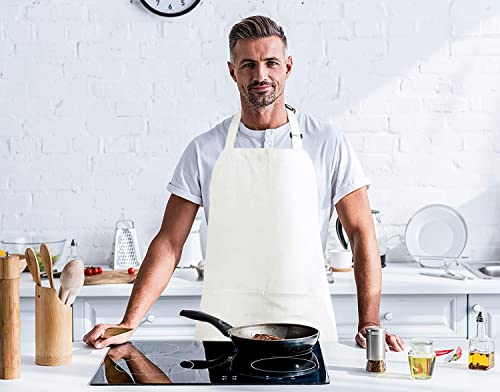Utopia Kitchen Adjustable Bib Apron (10-Pack) Water Oil Resistant Chef Cooking Kitchen Mens Womens Waitress Server Work Aprons With Pockets (White) #TOP5