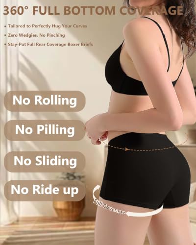 Image of Women's Boyshorts Underwear Cotton, Full Coverage Panties, Womens Boyshort Boxer Briefs Breathable for Women 4 Pack