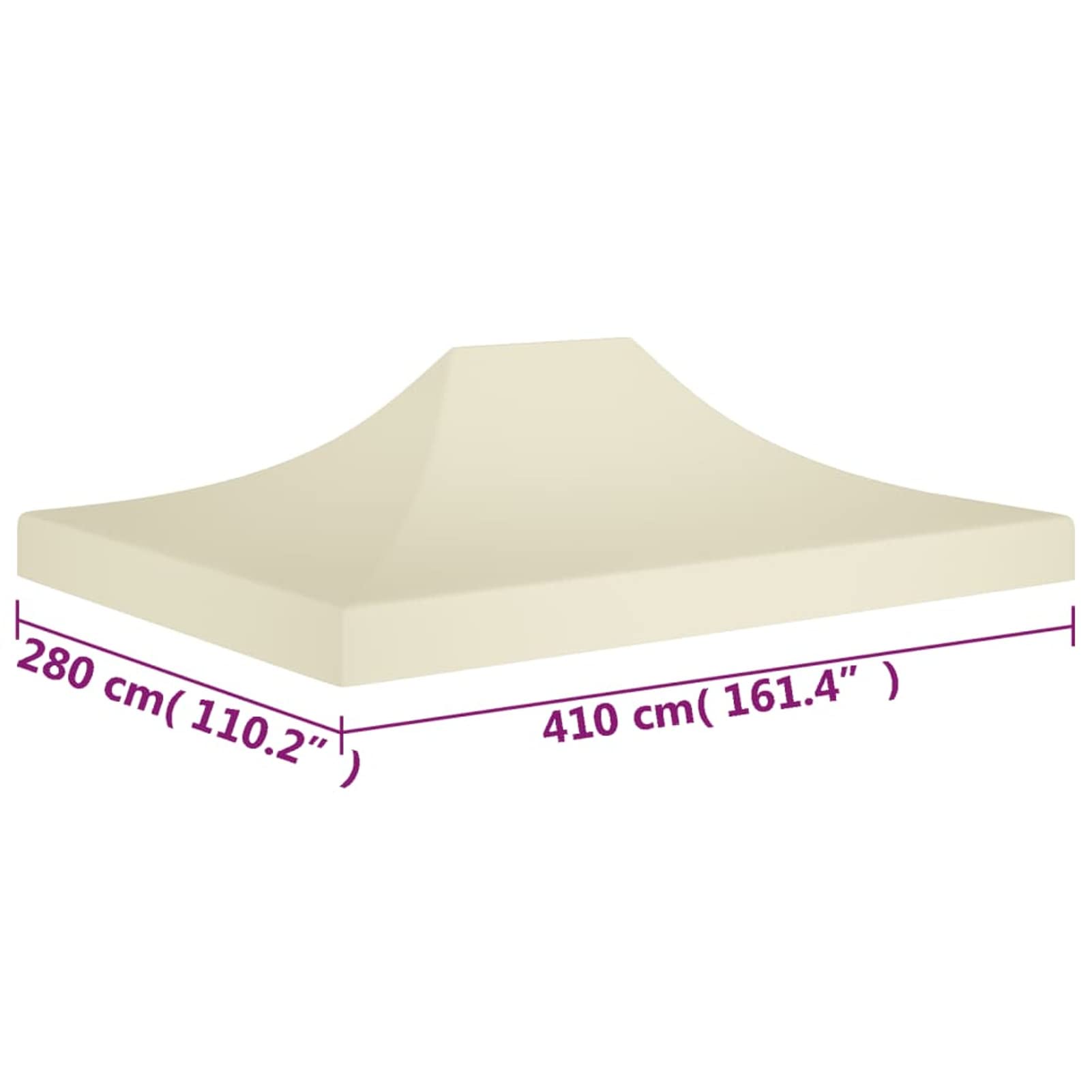 Toit de rechange pour tonnelle - Résistant aux UV et à l'eau - 4 x - Crème 270 g/m²
