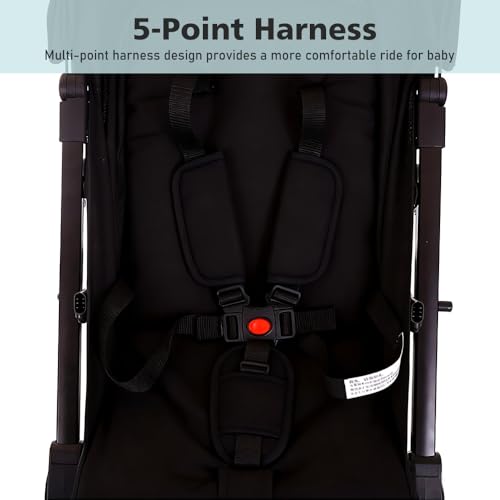 Baby Stroller for Toddlers from Birth to 3 Years,Foldable Pram Travel Pushchair with Adjustable Seat,7.2kg Buggy,5-Point Harness,Storage Basket, Adjustable Canopy,360-degree Front Wheels - Image 6