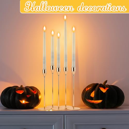 Image of 40 Pcs Flameless Taper Candles LED Battery Operated 12.8 inch 10.8 inch 9.7 inch 8.5 inch Fake Waxy Candle Flickering Taper Candlestick for Church Wedding Halloween Christmas Party Decor, No Battery(Ivory)