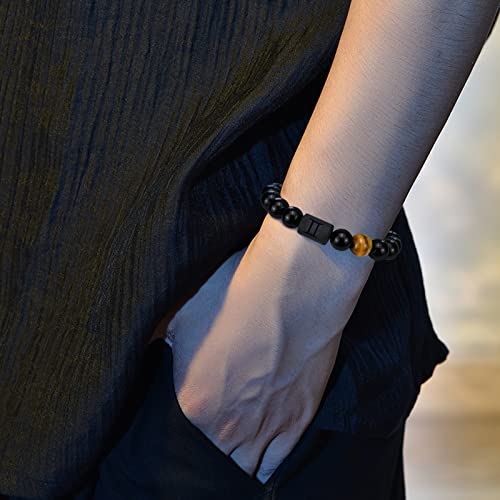 Zodiac Bracelets For Men, Handmade Star Sign Constellations Horoscope Beaded Bracelet, Natural Black Onyx Stone Couples Jewelry Gifts, Anniversary Christmas Cute Presents For Teen Boys (Gemini) #TOP4