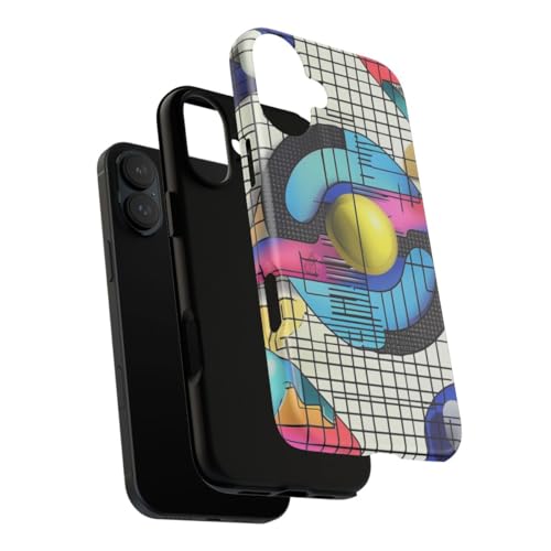 Coque rigide mate iPhone 16 Plus bleu motif géométrique abstrait - 3