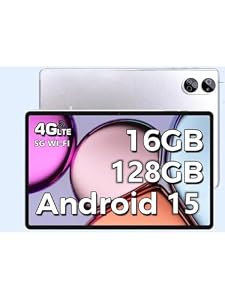 TANYIMING 10.1 Zoll Android Tablet, 16GB RAM+128GB ROM(TF 1TB) Gaming Tablet, Dual SIM Card,Dual Speaker, WiFi, Unterstütze GPS/Bluetooth 5.0/3.5mm Kopfhöreranschluss (Silber, 128, GB, GB, 16)