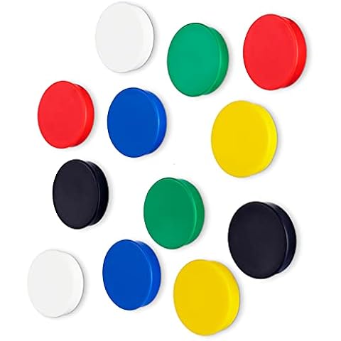 Strong Colourful Round Refrigerator and Whiteboard Magnets, Perfect for Homes and Offices ,36mm Diameter (12 Pack) (Assorted) Cover
