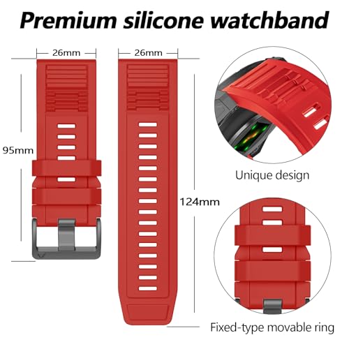 Image of 26mm Quickfit Silicone Watch Bands Compatible with Garmin Fenix 8 Pro /quatix 8 51mm /Fenix 7X /7X Pro /6X /6X Pro /5X /5X Plus /3 HR /Enduro 3 2 /Descent Mk3i 51mm /Mk2i /Tactix 8 /7 pro /epix Pro 51MM