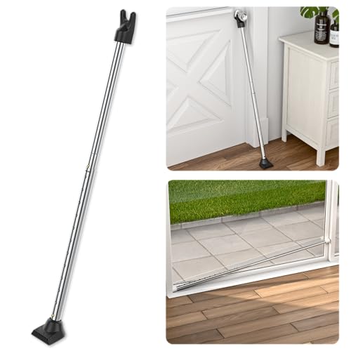 Door Security Bar, SECURITYMAN 2 in 1 Adjustable Door Stoppers Security Bar & Sliding Door Security Bar - Heavy Duty Door Lock Stick Jammer for Apartment, Dorm, Front Door Inside