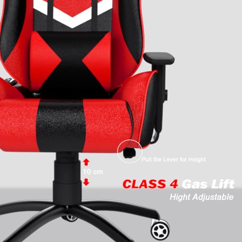 Image of ASE GAMING Gold Series Ergonomic Gaming Chair Premium PU Leather, Adjustable Neck & Lumbar Pillow, 180 Degree Recline with Black Metal Base with 3 Years Warranty (Multicolor)