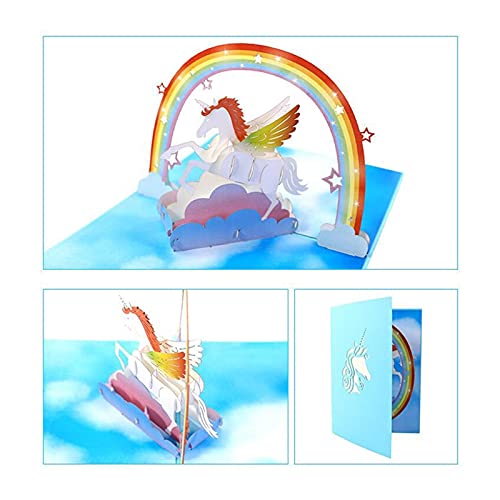 Carte de voeux Cartes d'anniversaire 3D Main Handmade Rainbow Color Invitation Cartes de vœux + Enveloppe Enfants… - Image 5
