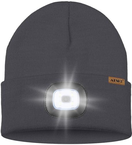 ATNKE Kids LED Lighted Beanie Cap,USB Rechargeable 4 LED Running Headlamp Bright Hat with Light Gifts for Boys and Girls2