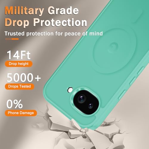 Image of for Google Pixel 10a Case, Matte Magnetic Phone Cover [with 1 Screen Protector] [Support for MagSafe] [Shockproof Military Grade Protection] Translucent Frosted Back, Teal