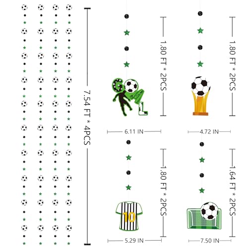 Image of pinkblume Soccer Party Decorations Black Green Circle Dot Star Soccer Sport Theme Hanging Cutout Garland Streamer for Birthday Wedding Shower Party Supplies Wall Ceiling Decor