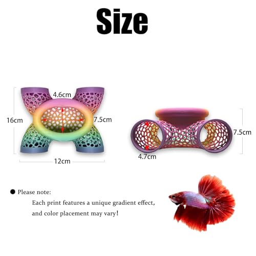Image of Aquarium Floating Betta Fish Log, Hide Tunnel and Hammock Toy, Small Fish Or Shrimp Hide Resting Cave, Floating Feeder, Feeding Ring, Tank Accessories Decoration. (Gradient Color)