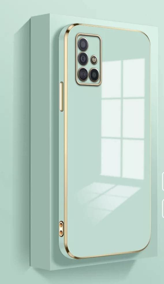Apurb Store for Samsung Galaxy A51 Luxury Square Plating Phone Case Solid Color Soft Silicone Back Cover (for Samsung Galaxy A51, Mint Green)