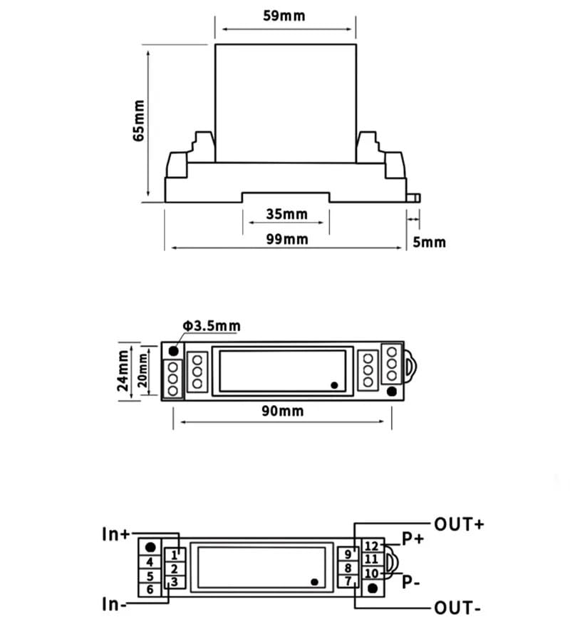 Transmisor de voltaje de CC para proteger PLC contra sobretensiones de 0-250V 2