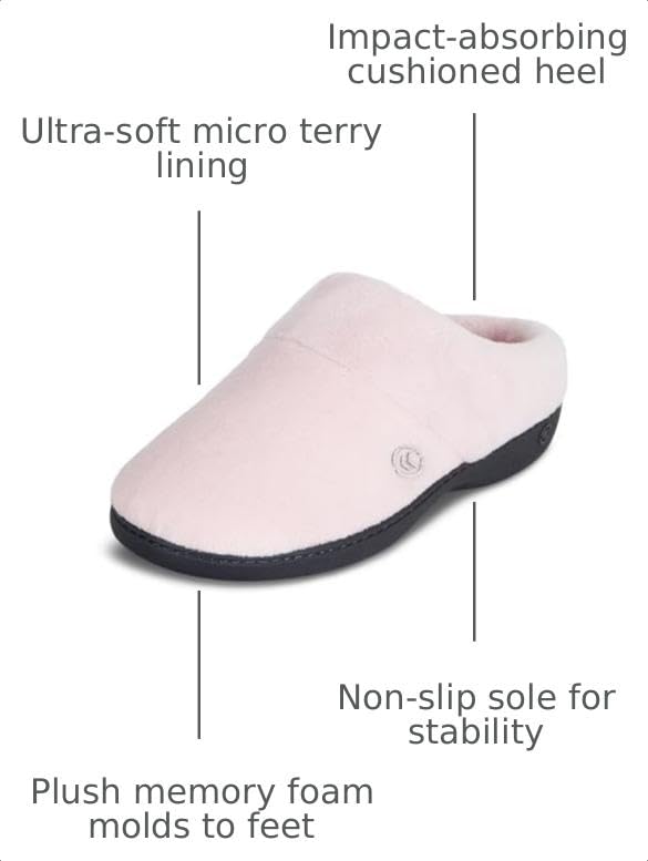 Image of Isotoner Womens Terry Slip in Memory Foam Clog Peony Women's 8 /9 M