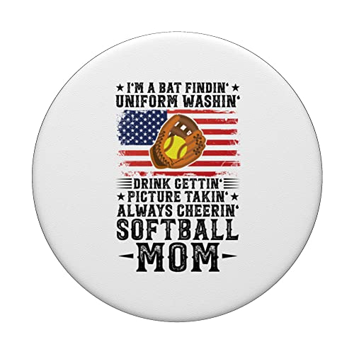 I'm a bat findin washin' softball mom softball PopSockets Swappable PopGrip, Black - Image 3