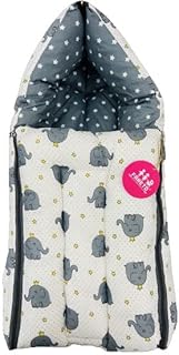 Fareto 3 in 1 Baby Bed, Sleeping Bag & Carry Nest, Cotton Baby Bedding for New Born (0-6 Months) (Gray Elephant) (Lightweight), Pack of 1-picture-14