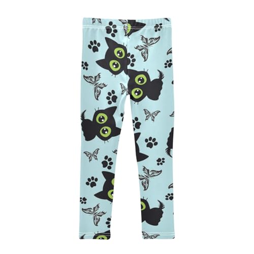 Cat and Butterfly Girls Leggings,Workout Leggings for Girls Toddler Athletic Leggings Size for 3-10T2