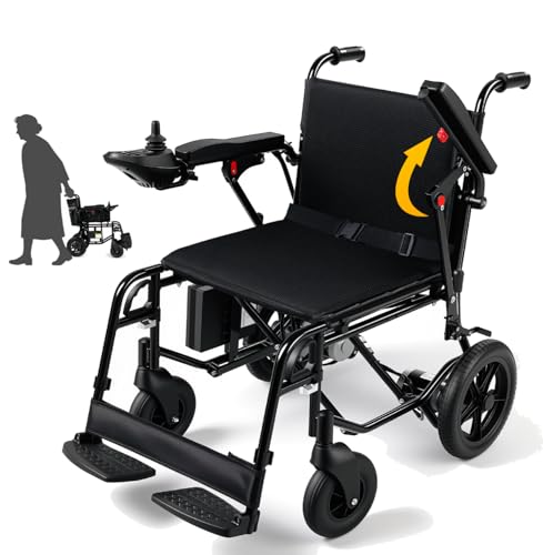 GOKEEP Foldable Electric Wheelchair for Adults Senior Support 265 LBS, Dual Peak 650W Motors Mzotorized Wheelchair, 240Wh Removable Li Battery, Airline-Approved Travel Chair 5-Speed Control - FDA