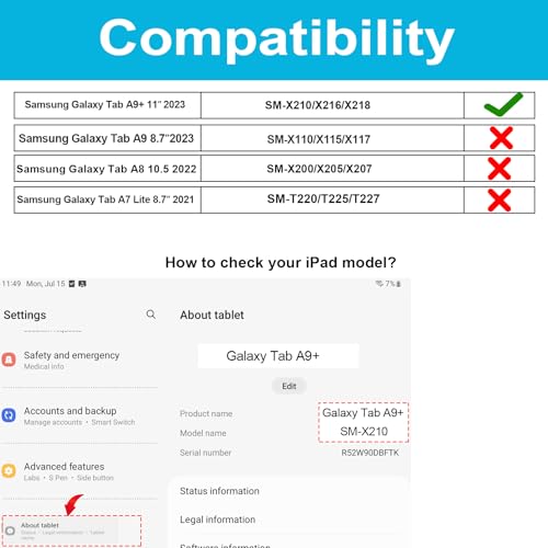Case for Galaxy Tab A9 Plus 5G 2023: Heavy Duty TPU Cover for Samsung Tablet A9+ 11 Inch with Screen Protector- Stand - Handle - Shoulder Strap -S-Pen Holder- Black - Image 3