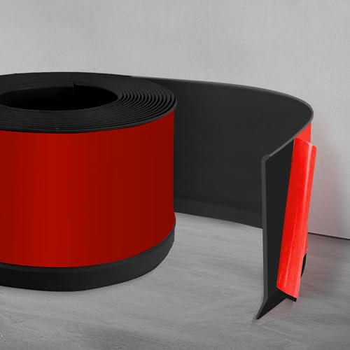 Rodapié de vinilo autoadhesivo flexible, 10 cm de ancho, impermeable, para baño, moldura de pared, para base de suelo, base de cala, base de pared, color negro, 6 m (L)
