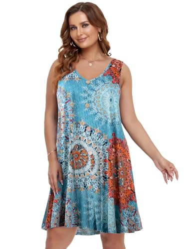 Image of BELAROI Summer Dresses for Women Beach Tshirt Sundress V Neck Casual Swing Tank Dress Swimsuit Cover Ups Pockets
