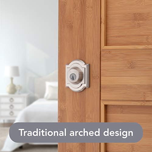 Baldwin Prestige 380 Arched Single Cylinder Deadbolt Featuring SmartKey in Satin Nickel