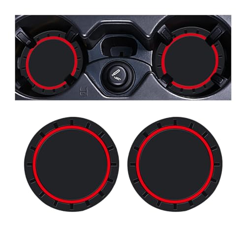 Adunsiaoto 2 Piezas Antideslizante de Silicona Portavasos Coche, Almohadilla De Silicona para Portavasos De Coche, Adecuado para La Mayoría de Los Intereses de Coche, Accesorios Interiore(Rojo)