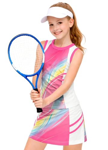 Image of AOBUTE Girls Tennis Golf Outfit Tank Top and Skirt with Shorts Set 4-12 Years
