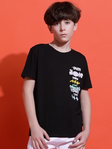 Image of Li'l Tomatoes Boys Cotton T-Shirt | Graphic Printed Half Sleeve Casual Summer Wear | Soft & Breathable | 9-16 Years