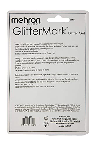 Mehron Makeup Glittermark Glitter Gel (.5Oz) (Gold) #TOP4
