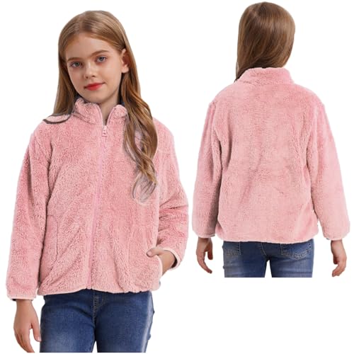 YiZYiF Kids Girls Fleece Jacket Coat Full-Zip Sweatshirt with Pocket Sweater Fall Winter Warm Outerwear