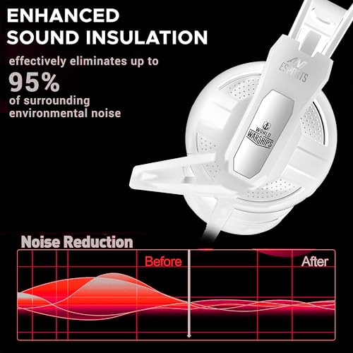 Image of Ant Esports H520W Lightweight Gaming Over Ear Wired Headphones with Mic| 3.5MM Jack |50 MM Drivers | Compatible with PC / PS4 / Xbox One /Nintendo /Mobile (White)