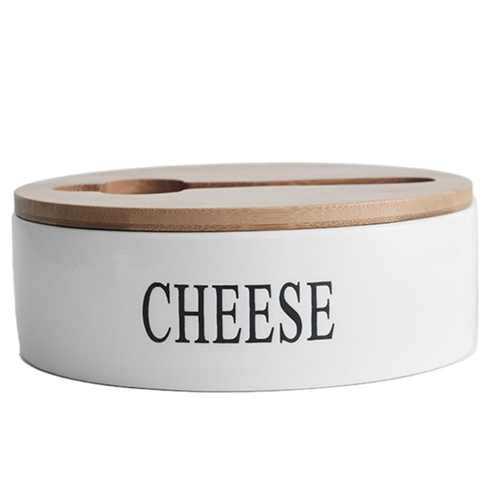 Caja de almacenamiento de queso de cerámica con tapa y cuchillos, perfecta para los amantes del queso, elegante decoración de cocina, ideal para fiestas y entretenimiento, mantiene el queso fresco y