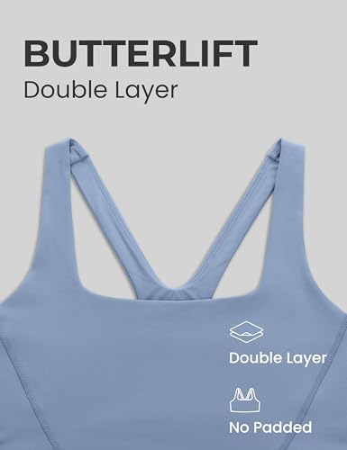Image of CRZ YOGA Butterlift Square Neck Sports Bras | Double Lined, Light Support, Non Padded, Yoga, Buttery Soft, V-Shaped Racerback, for Women