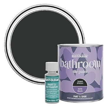 Rust-Oleum Black Water-Resistant Bathroom Tile Paint in Satin Finish - Natural Charcoal (Black) 750ml