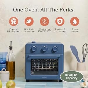 Our Place Wonder Oven | 6-in-1 Air Fryer & Toaster Oven with Steam Infusion | Compact, Countertop Friendly, Fast Preheat, Multifunctional | Air Fry, Toast, Roast, Bake, Reheat & Broil | Blue Salt Our Place Wonder Oven 6 in 1 Air Fryer Toaster Oven with Steam Infusion Compact Countertop Friendly Fast Preheat Multifunctional Air Fry Toast Roast Bake Reheat Broil Blue Salt