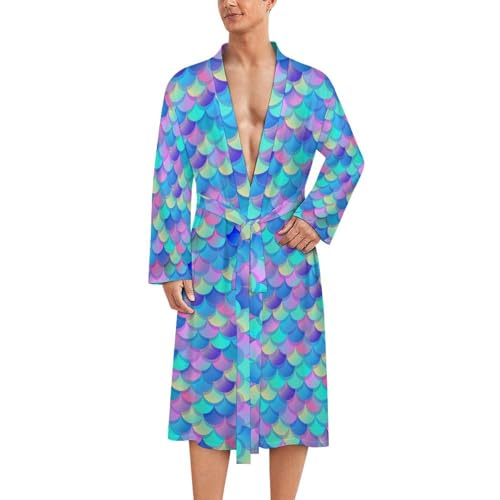 Peignoir kimono homme haut de gamme imprimé écailles de poisson arc-en-ciel
