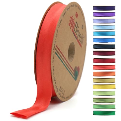 Image of Fold Satin Bias Tape - 99+ Colors - 3 /4 Inches Wide - 27 Yards - Fold Satin Binding Bias Ribbon Fabric Piping Bias Binding Tape for Sewing Clothing DIY (98. Carnation) BYS98