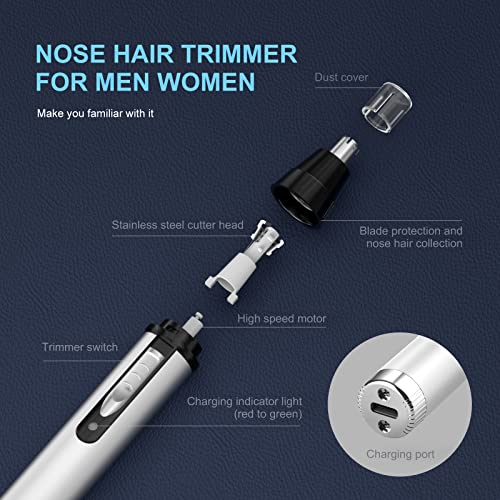 Ginity Nose Hair Trimmer For Men Women, 2023 Painless Usb Rechargeable Ear Nose Hair Trimmer Clipper, Professional Ipx7 Waterproof Dual Edge Blades Nasal Trimmer Nose Clippers For Easy Cleansing #TOP4