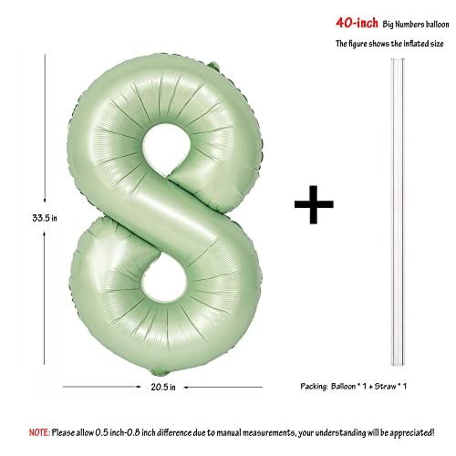 Image of 40 In Olive Green Number Balloons 8 Giant Helium Foil Mylar Green Balloon | Birthday Party Decorations Suitable For Boys' And Girls' Birthday Parties Anniversary celebration digital 8