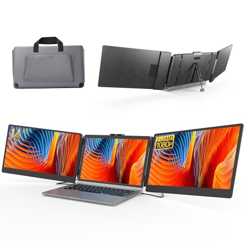 14 1080P FHD Laptop Screen Extender – Portable Monitor for 13-17 Laptops with Dual Speakers, Plug-and-Play via Type-C/HDMI/USB-A for Windows/Mac/Chrome