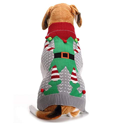 DELIFUN Noël Clown Chien Pull d'hiver pour Animal de Compagnie Ugly Elf Pull pour Animaux de Compagnie Vacances et Fête pour Chien et Chat(Elfe,S) Cover