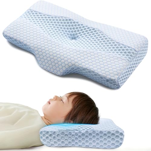 MyeFoam 子供 まくら 5~12歳 中空設計 設計 子供枕 抗菌 防ダニ 汗とり 通気性 洗えるカバー付き 高さ調整可 男女兼用 寸法45*23cm